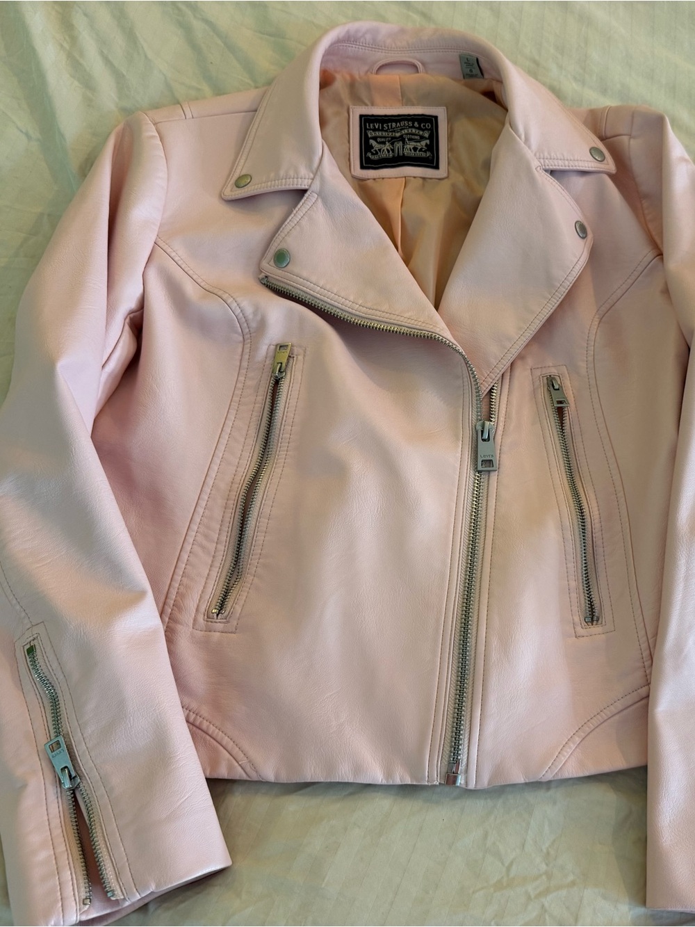 Levi's Light Pink Leather Moto Jacket - Women's